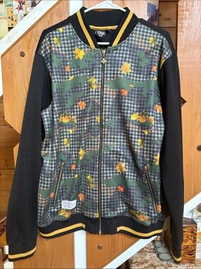 Lrg Men's Black & Green Fall Camo Bomber Jacket